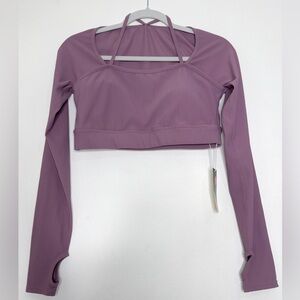 Halara Women's S White Plush Long Sleeve Thumb Hole Cropped Yoga Sports Top